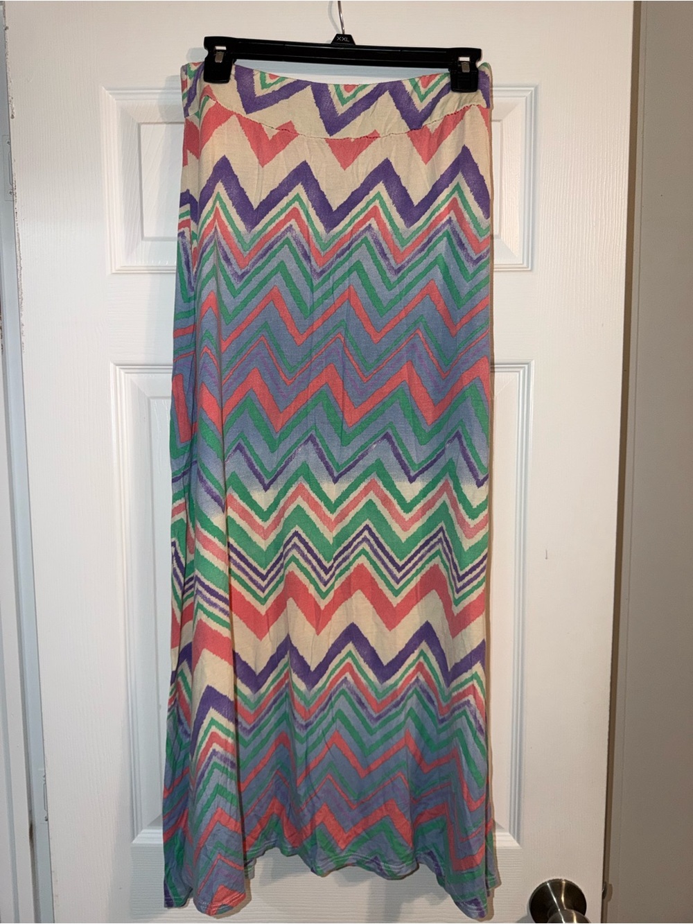 New Direction Chevron Zig Zag Knit Maxi Skirt L Pastel Y2K
